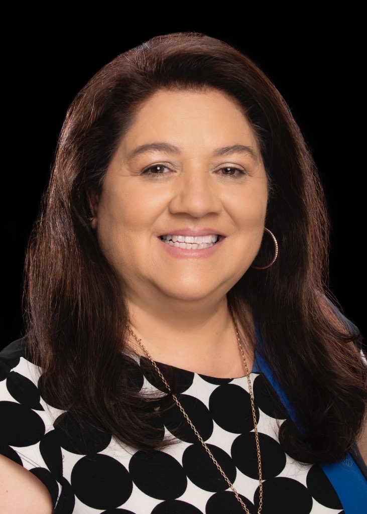 Smiling woman with dark hair portrait